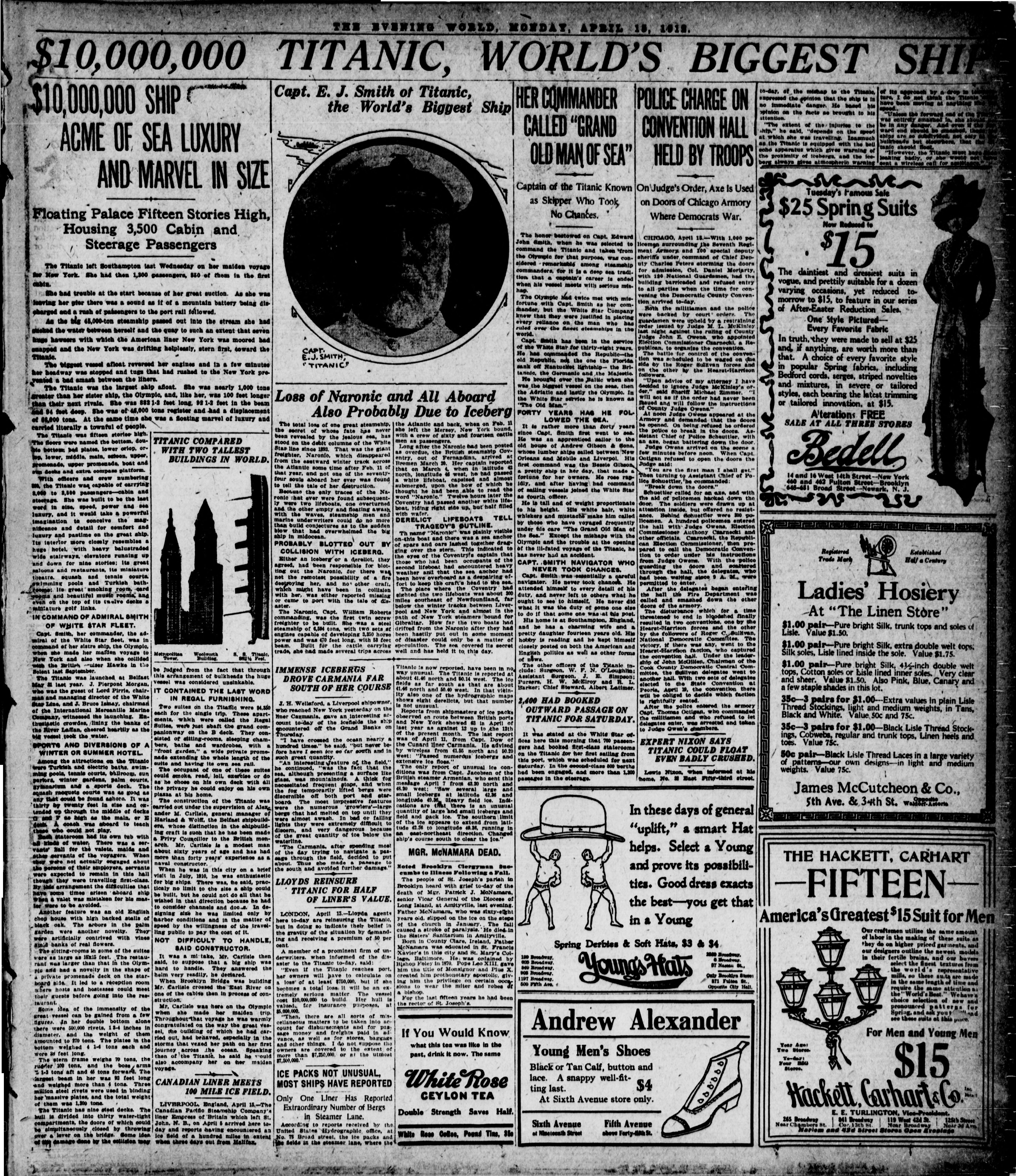 the evening world du 			15/04/1912